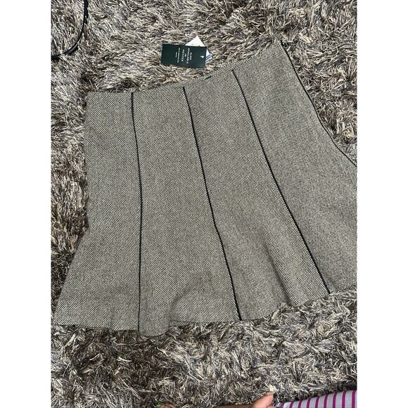NWT Lauren Ralph Lauren Women’s Tweed Wool Leather Trim-A Line Midi Skirt $130 - Picture 1 of 7